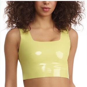 Commando Faux Patent Leather Crop Top Yellow Limeade